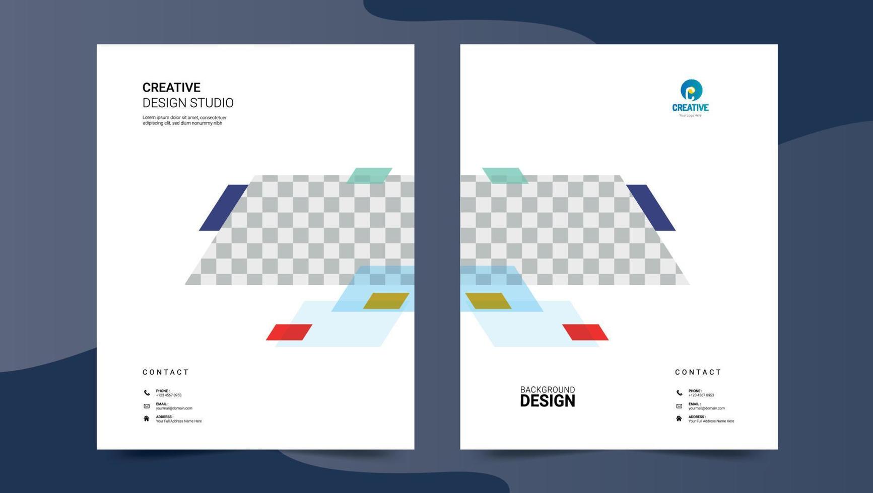 Brochure, poster, flyer, pamphlet, magazine, cover design with space for photo background, vector illustration template in A4 size Free Vector