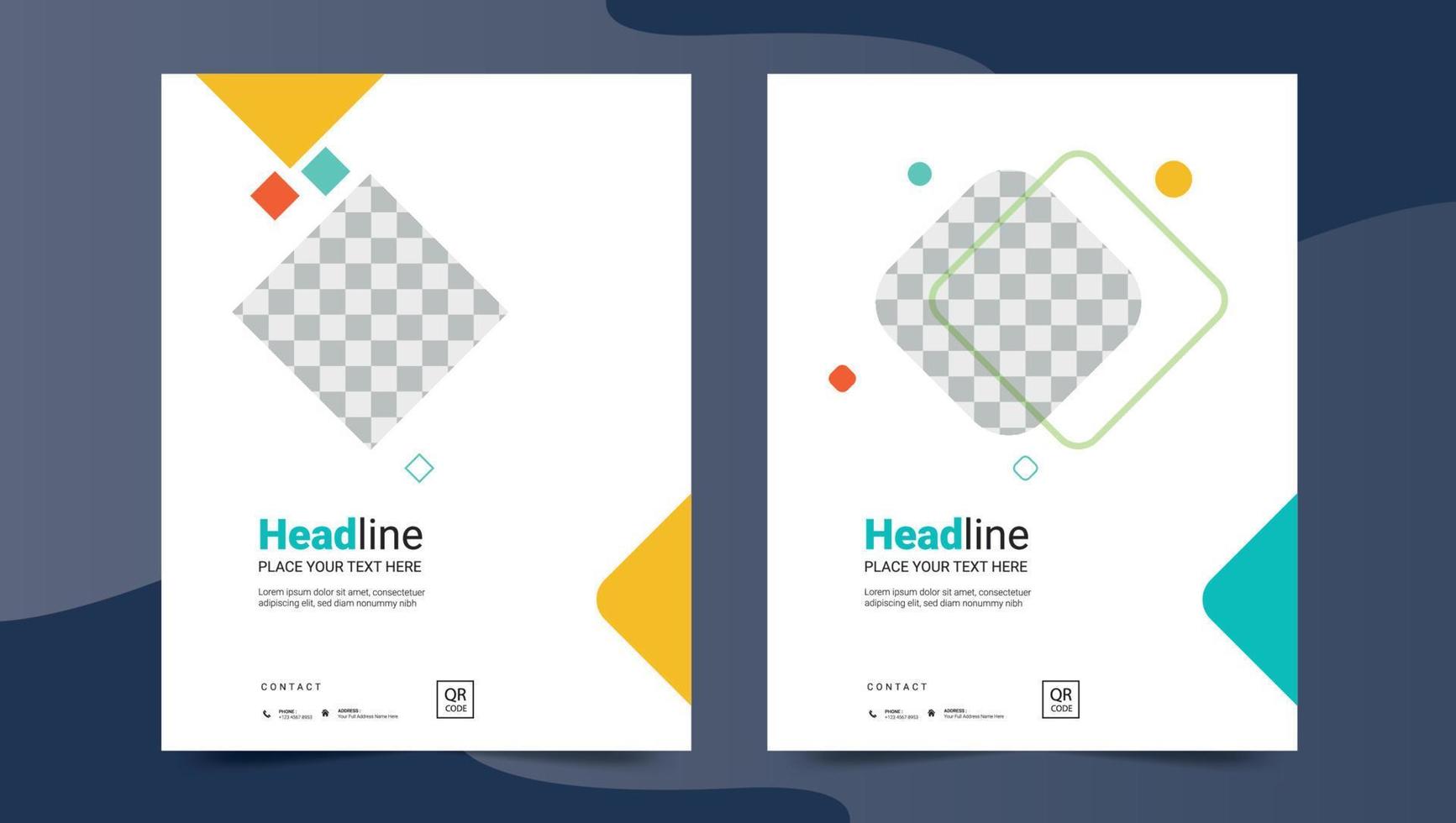 Brochure, poster, flyer, pamphlet, magazine, cover design with space for photo background, vector illustration template in A4 size Free Vector
