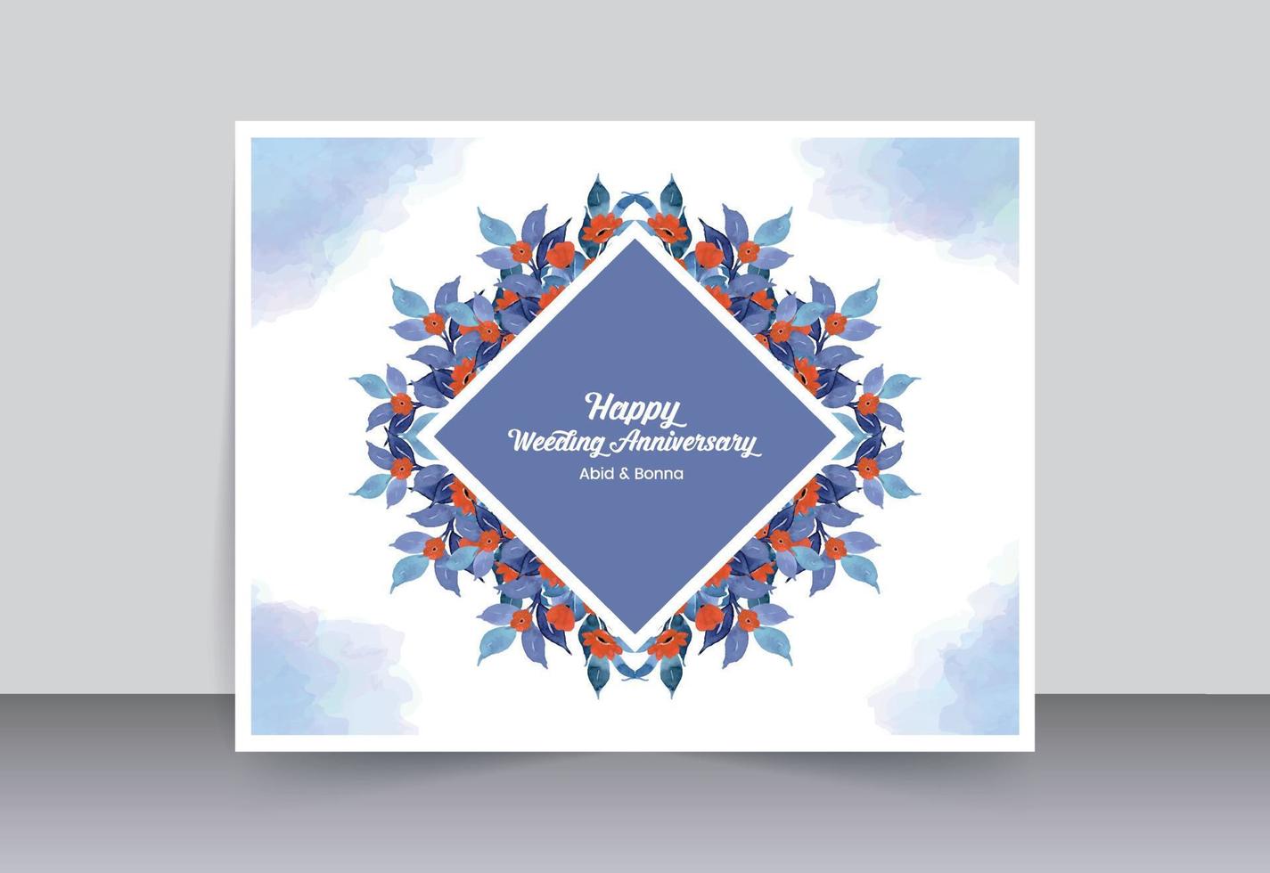 Box frame with violet leaves and red flower wedding anniversary card vector