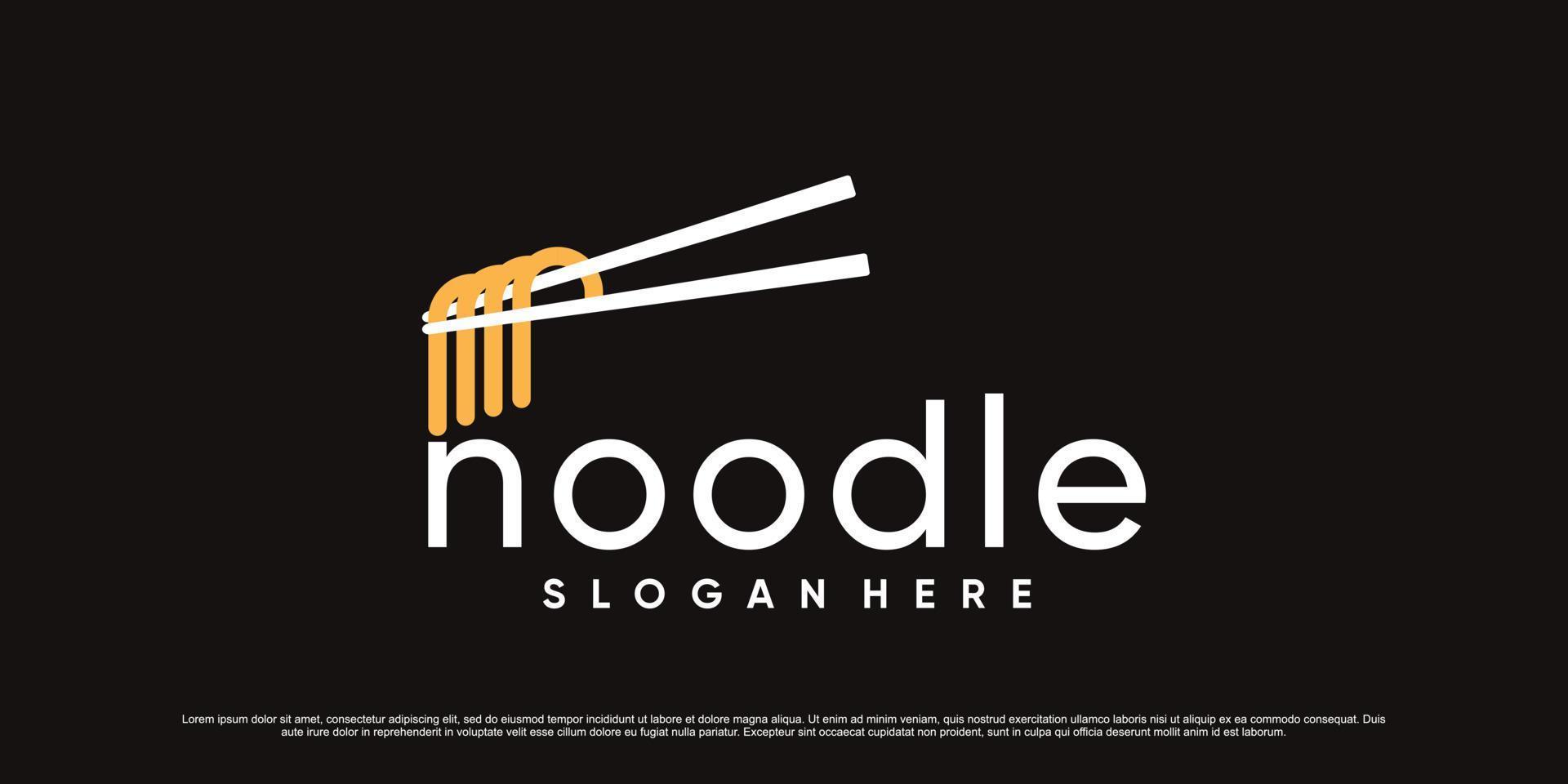 Noodles logo design template for noodle resto with creative modern concept vector