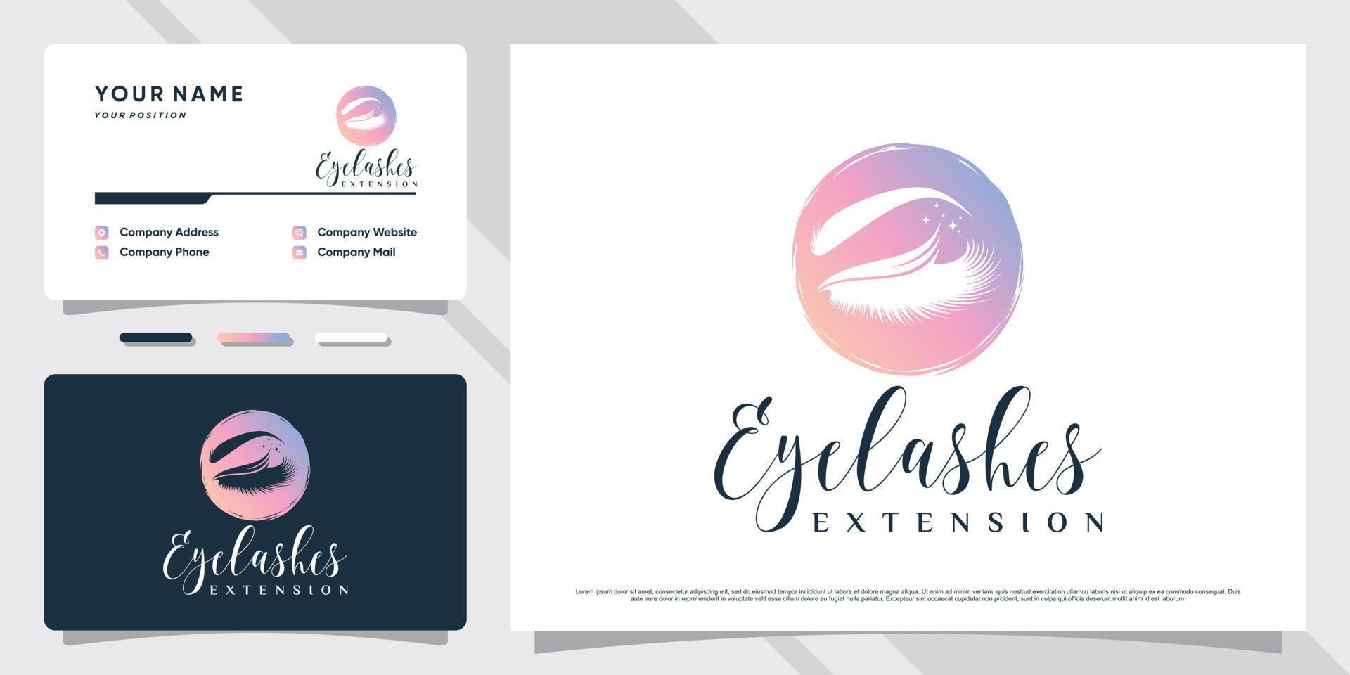 Eyelash logo design for makeup studio with creative concept and business card template vector