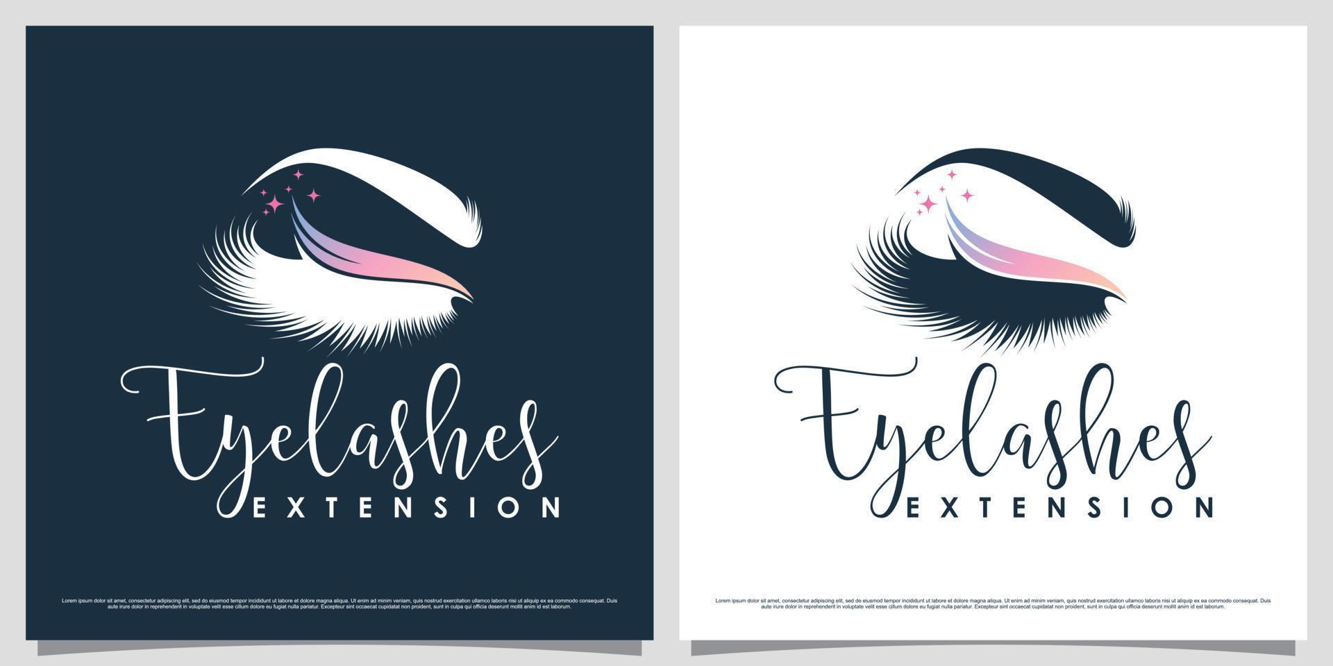 plantilla de diseño de logotipo de pestañas para salón de belleza con concepto de elemento creativo vector