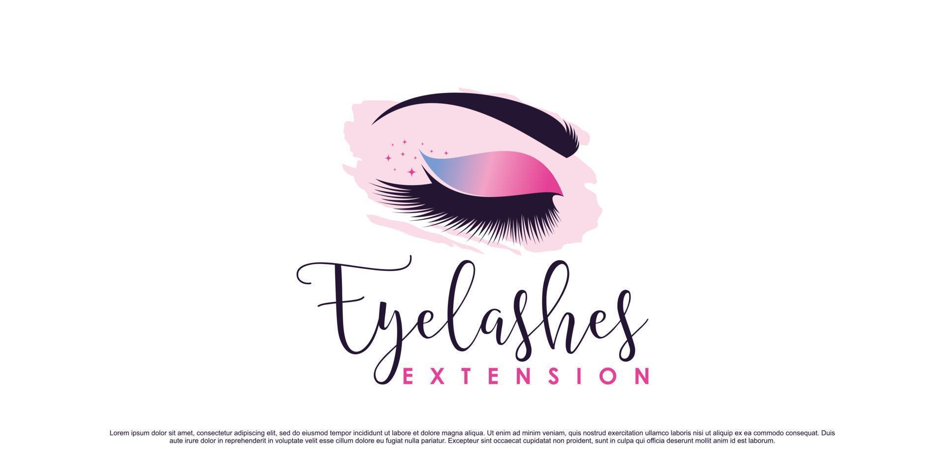 Eyelash logo design template for beauty salon with creative element concept vector
