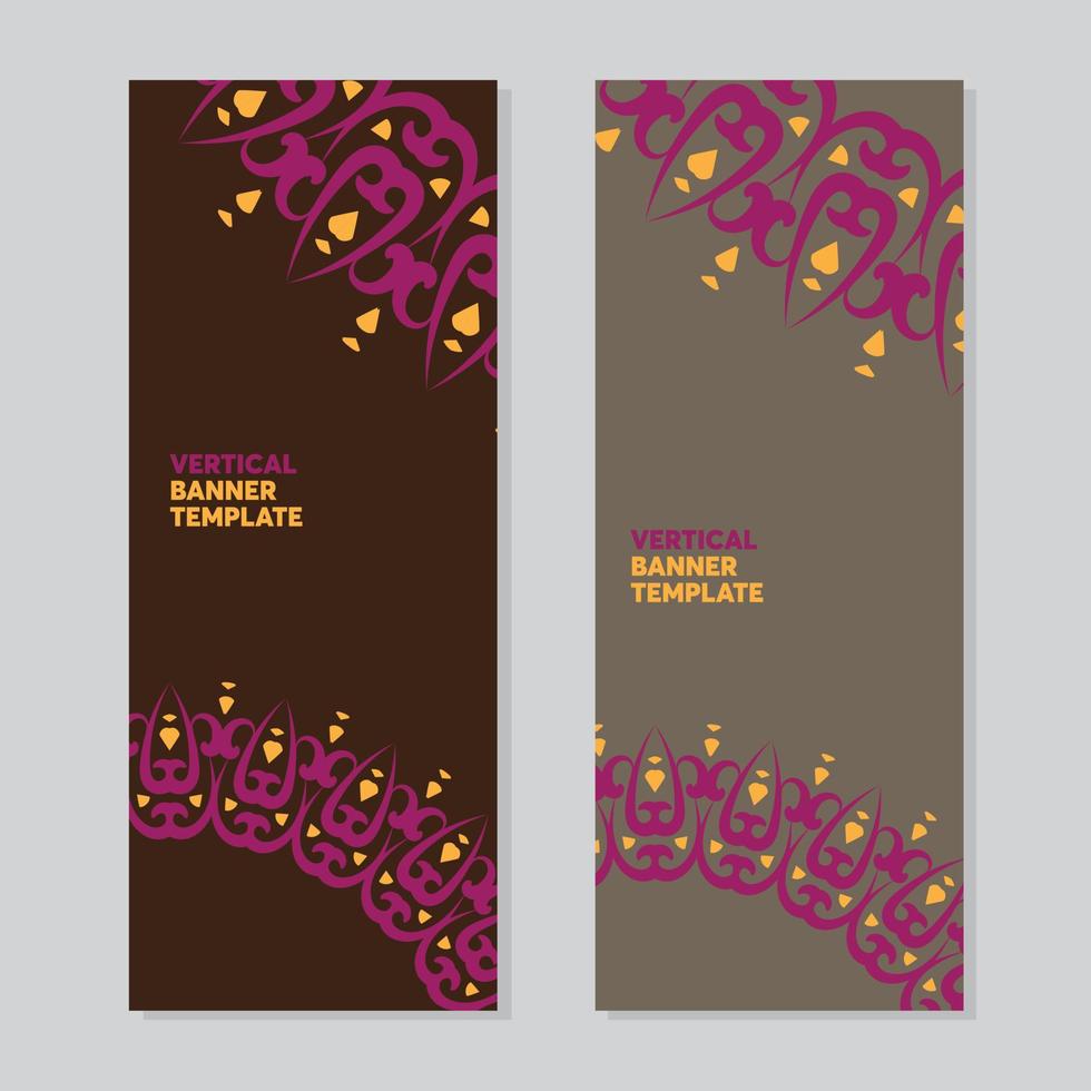 vertical banner collection with minimalist style and vintage ornament vector