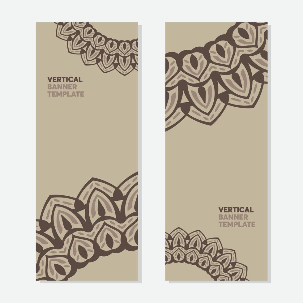 vertical banner collection with minimalist style and vintage ornament vector