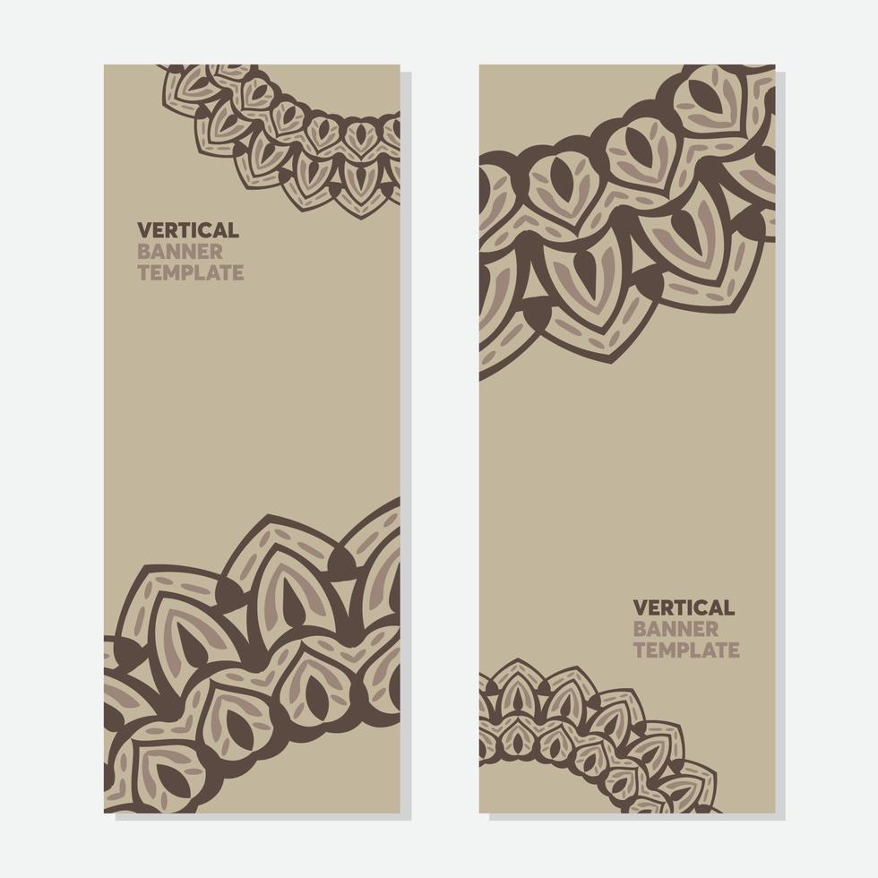 vertical banner collection with minimalist style and vintage ornament vector