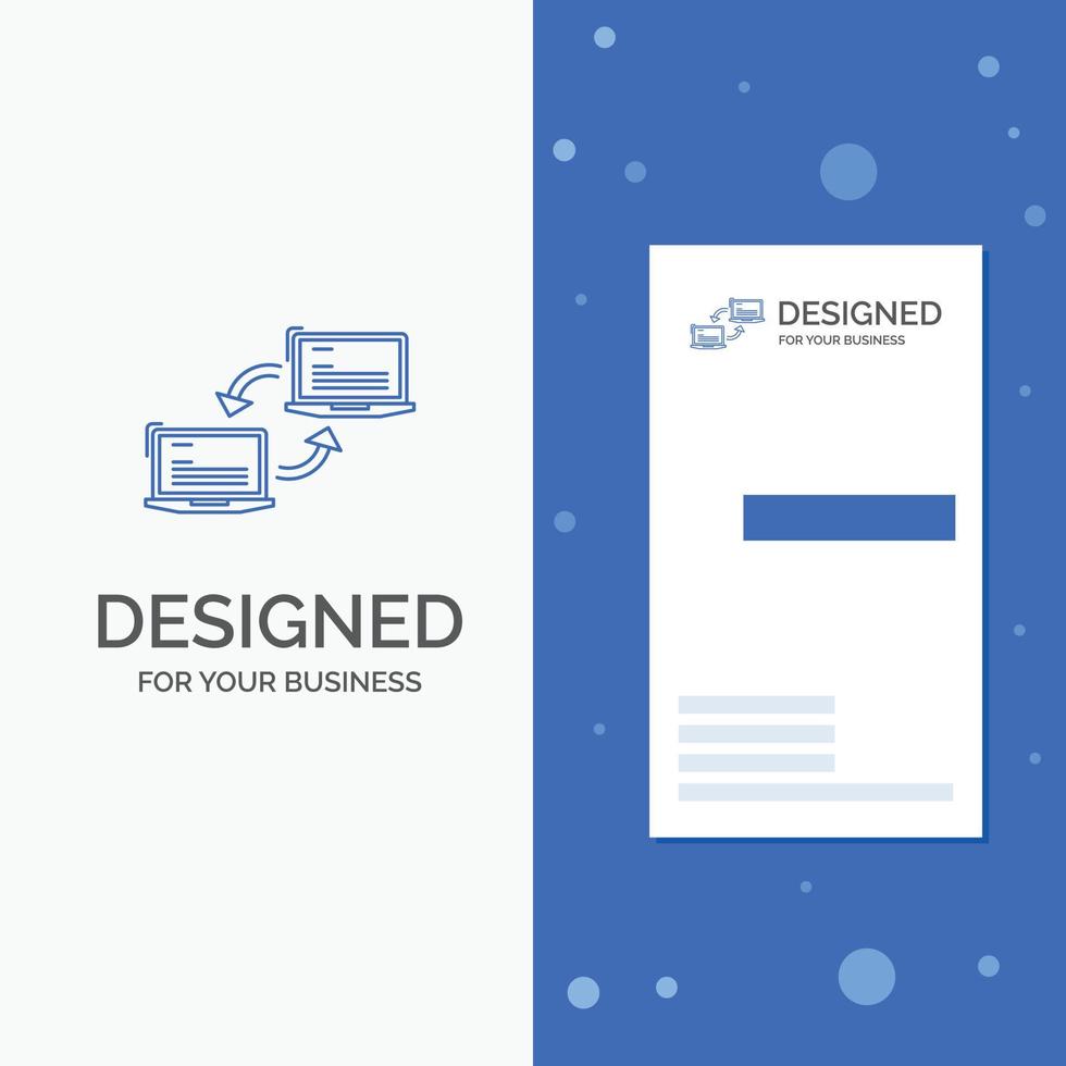 Business Logo for Computer. connection. link. network. sync. Vertical Blue Business .Visiting Card template vector
