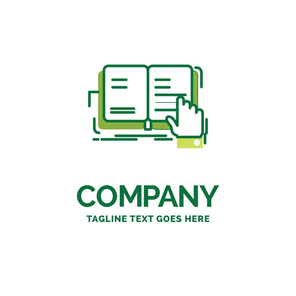 book. lesson. study. literature. reading Flat Business Logo template. Creative Green Brand Name Design. vector