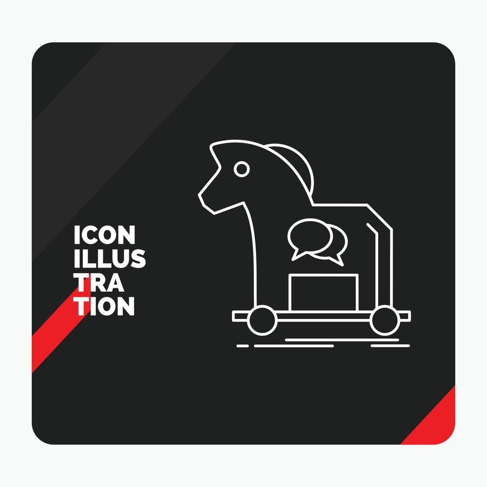 Red and Black Creative presentation Background for Cybercrime. horse. internet. trojan. virus Line Icon vector