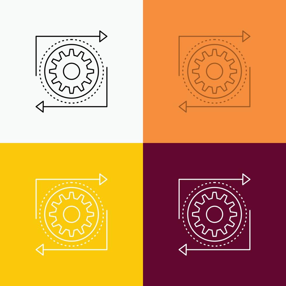 Business. gear. management. operation. process Icon Over Various Background. Line style design. designed for web and app. Eps 10 vector illustration