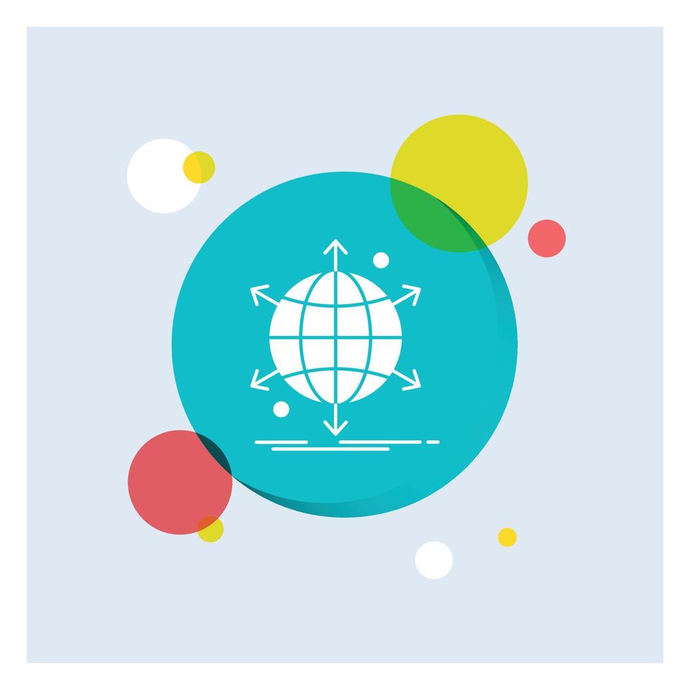 business. international. net. network. web White Glyph Icon colorful Circle Background vector