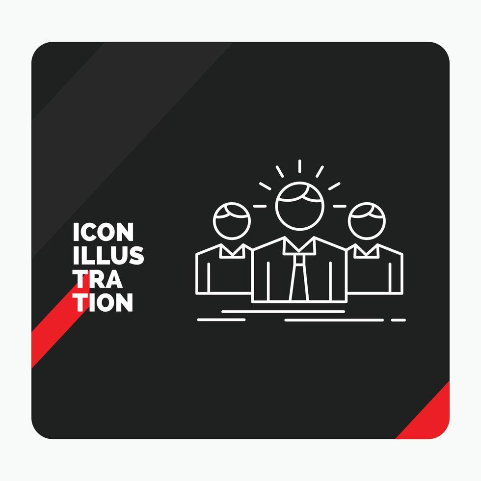 Red and Black Creative presentation Background for Business. career. employee. entrepreneur. leader Line Icon vector