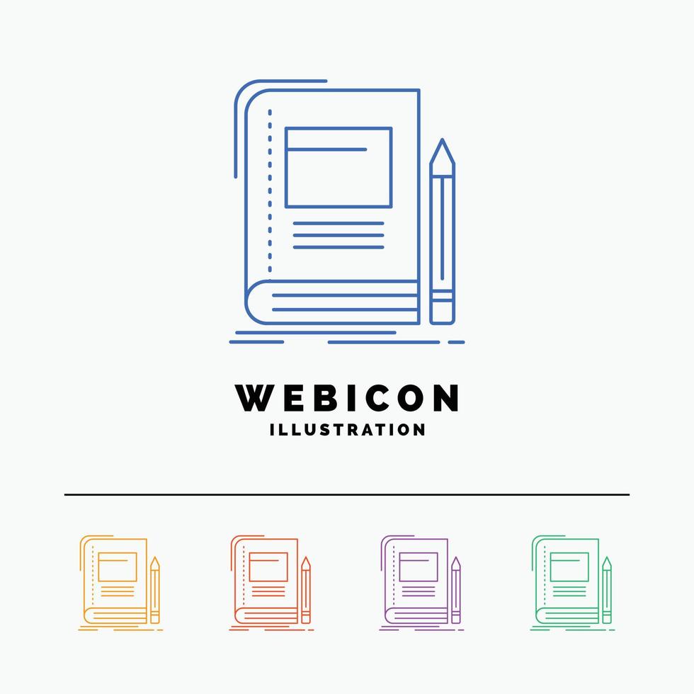 Book. business. education. notebook. school 5 Color Line Web Icon Template isolated on white. Vector illustration