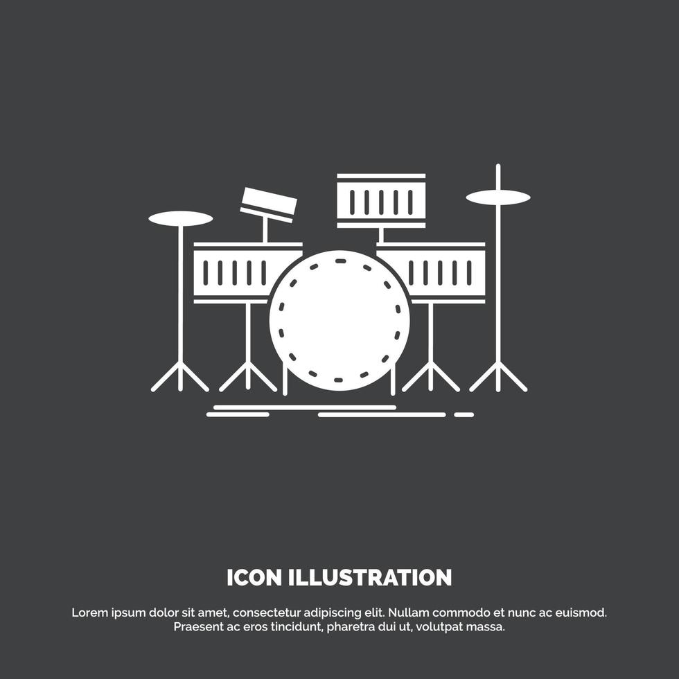 drum. drums. instrument. kit. musical Icon. glyph vector symbol for UI and UX. website or mobile application