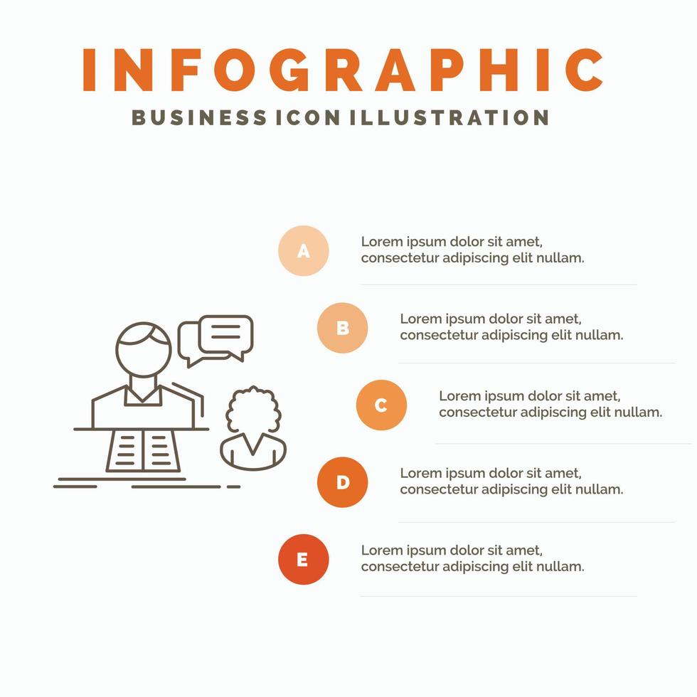 consultation. chat. answer. contact. support Infographics Template for Website and Presentation. Line Gray icon with Orange infographic style vector illustration