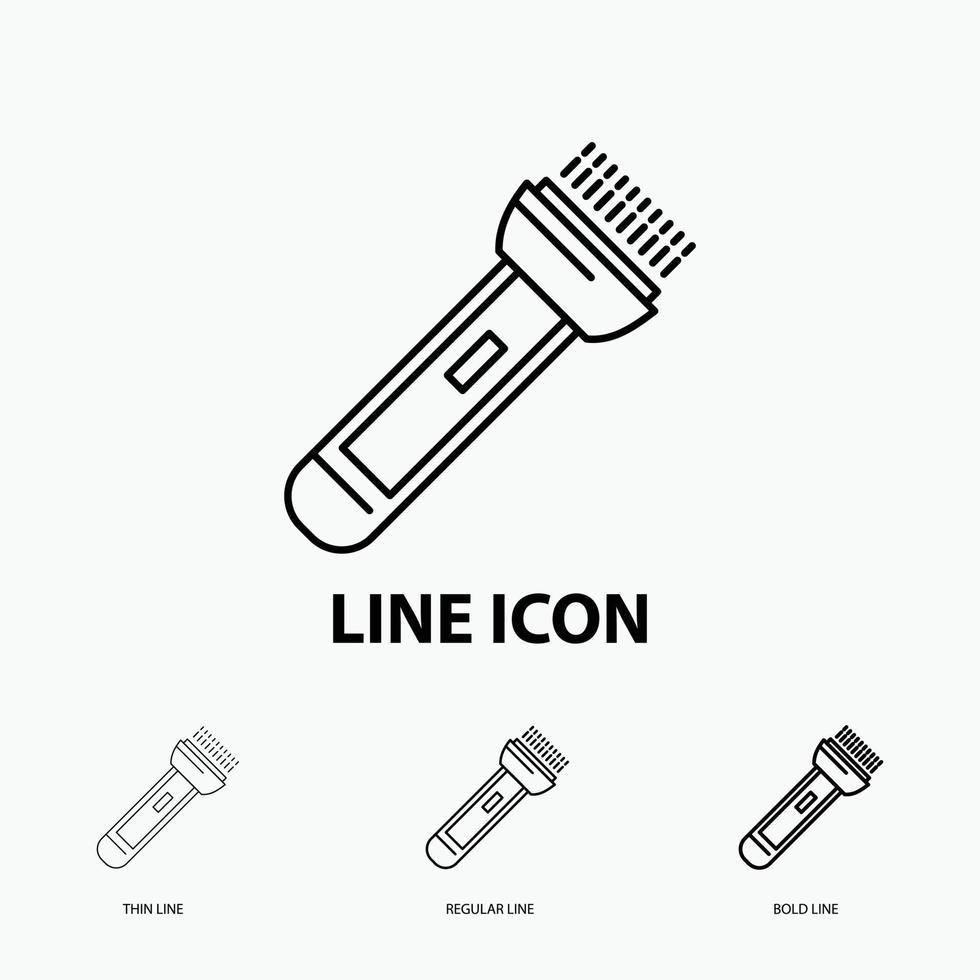 torch. light. flash. camping. hiking Icon in Thin. Regular and Bold Line Style. Vector illustration