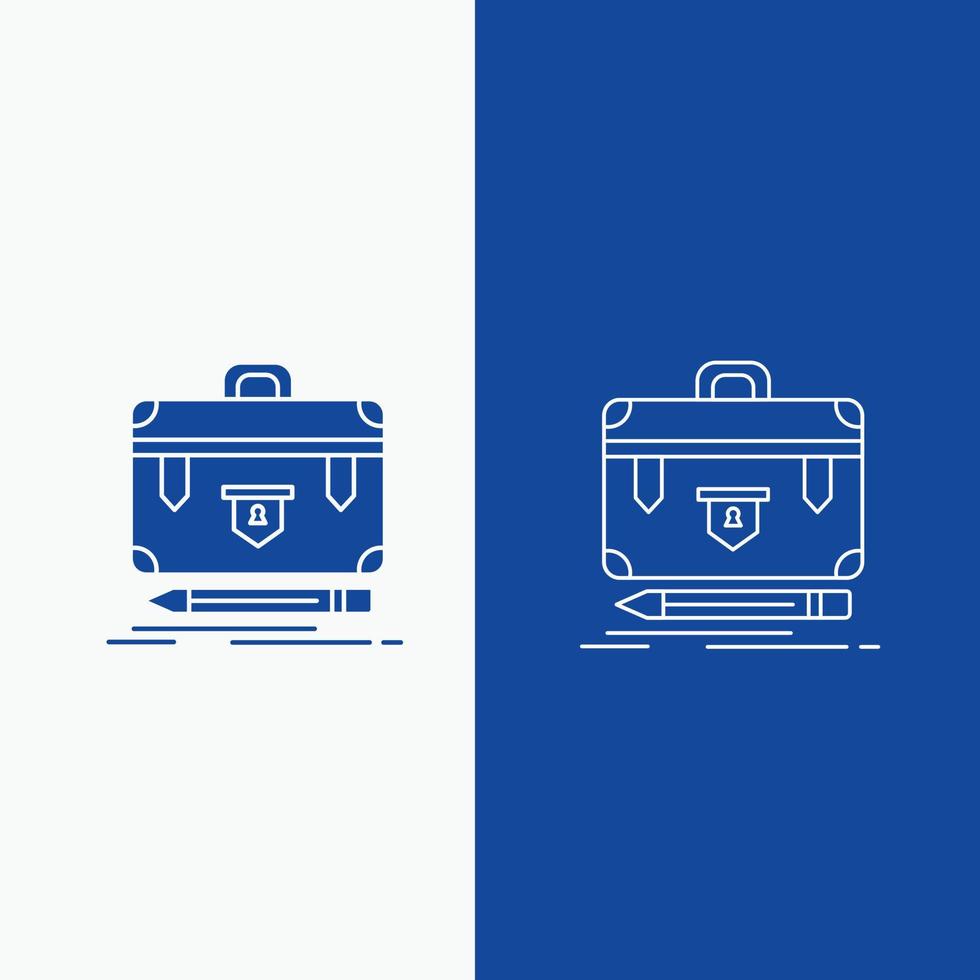 briefcase. business. financial. management. portfolio Line and Glyph web Button in Blue color Vertical Banner for UI and UX. website or mobile application vector