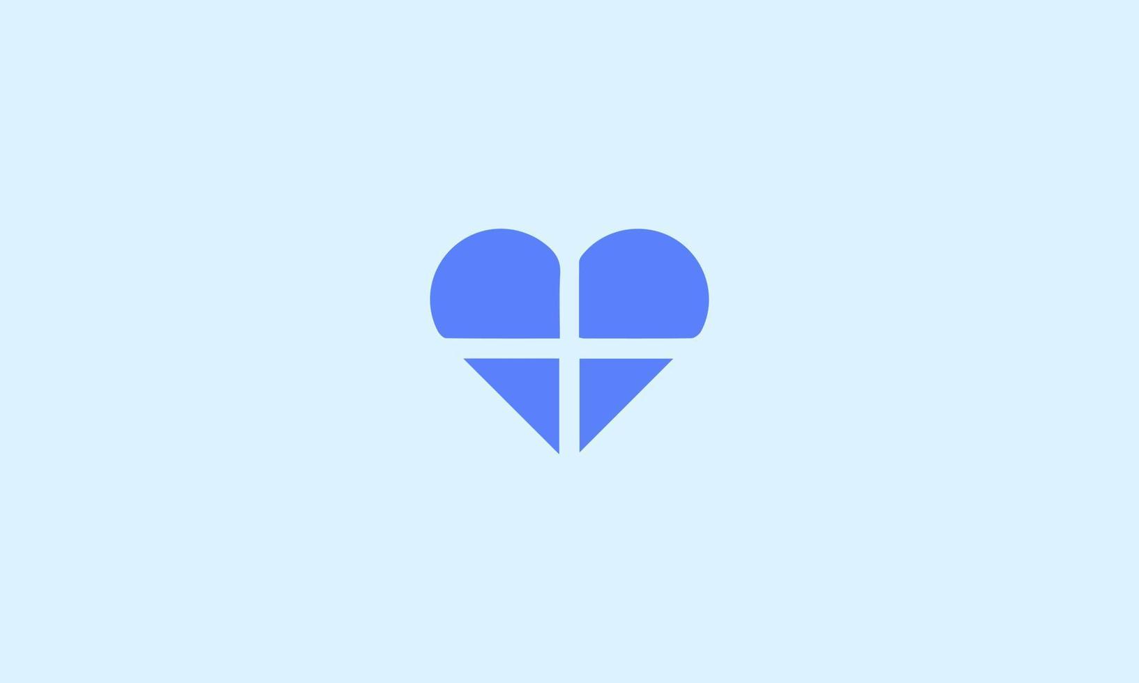 forma de corazón con forma de cruz para el logotipo médico. logo único para clínica, hospital o farmacéutica vector