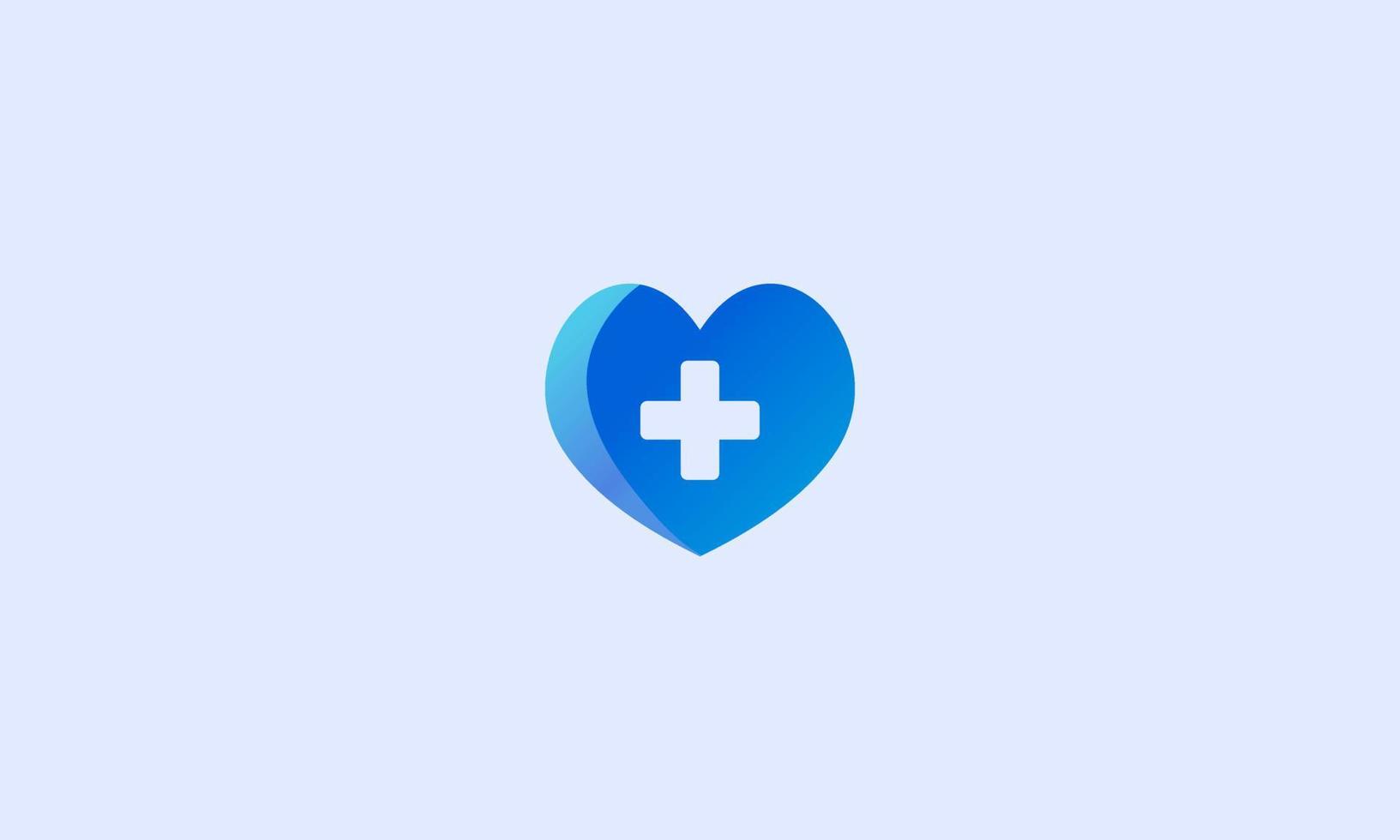 forma de corazón con forma de cruz para el logotipo médico. logo único para clínica, hospital o farmacéutica vector