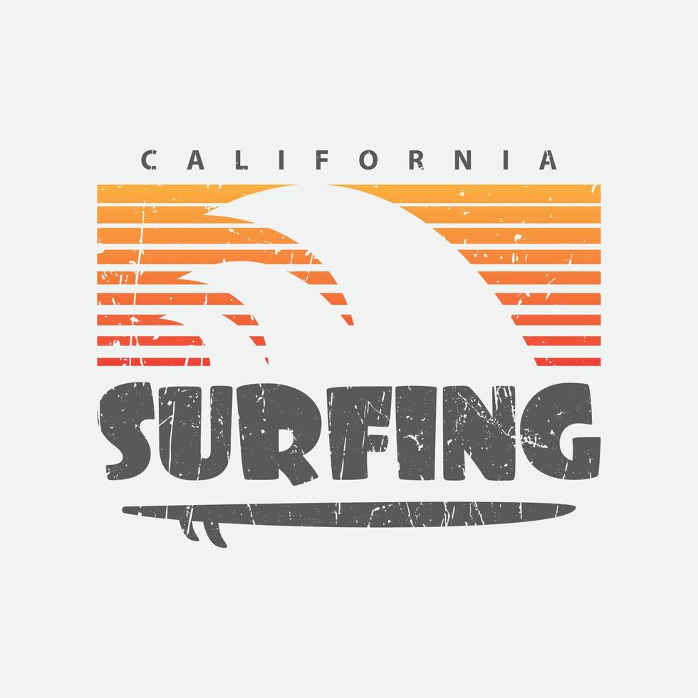 tipografía de ilustración de playa de verano de surf de california. perfecto para el diseño de camisetas vector