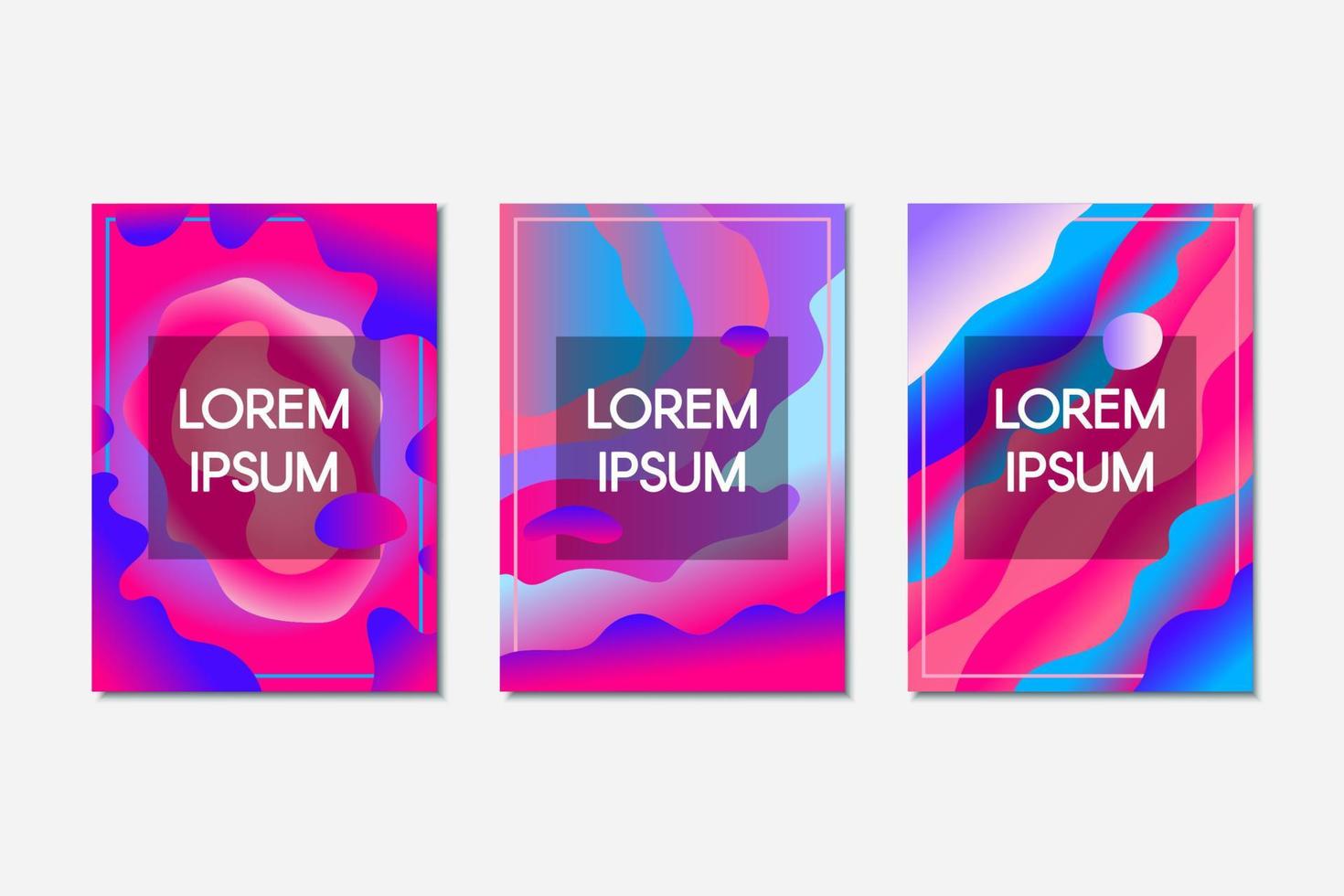 Abstract glowing fluid banner set vector