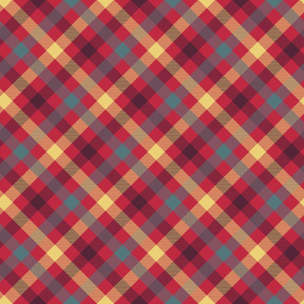 Plaid red color seamless vector pattern