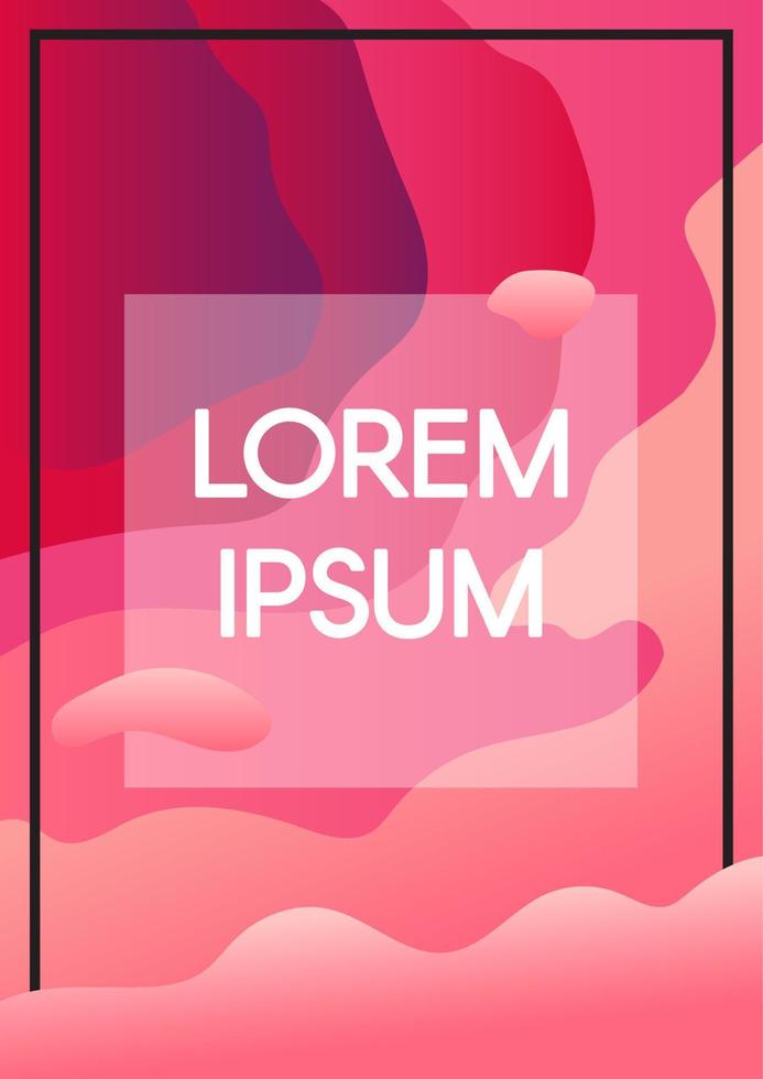 Abstract fluid waves pink background with text frame vector