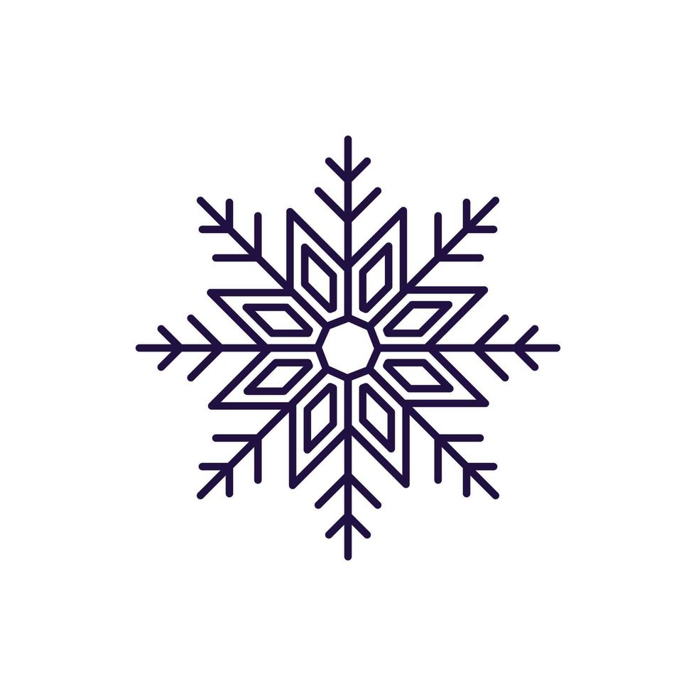 New year, Christmas, holiday concept. Vector line icon of snowflake in modern flat style. Editable stroke for adverts, web sites, stores, shops, apps, articles