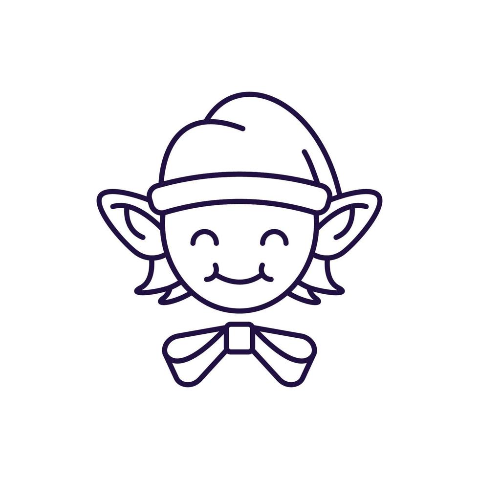 New year, Christmas, holiday concept. Vector line icon of Christmas elf in modern flat style. Editable stroke for adverts, web sites, stores, shops, apps, articles