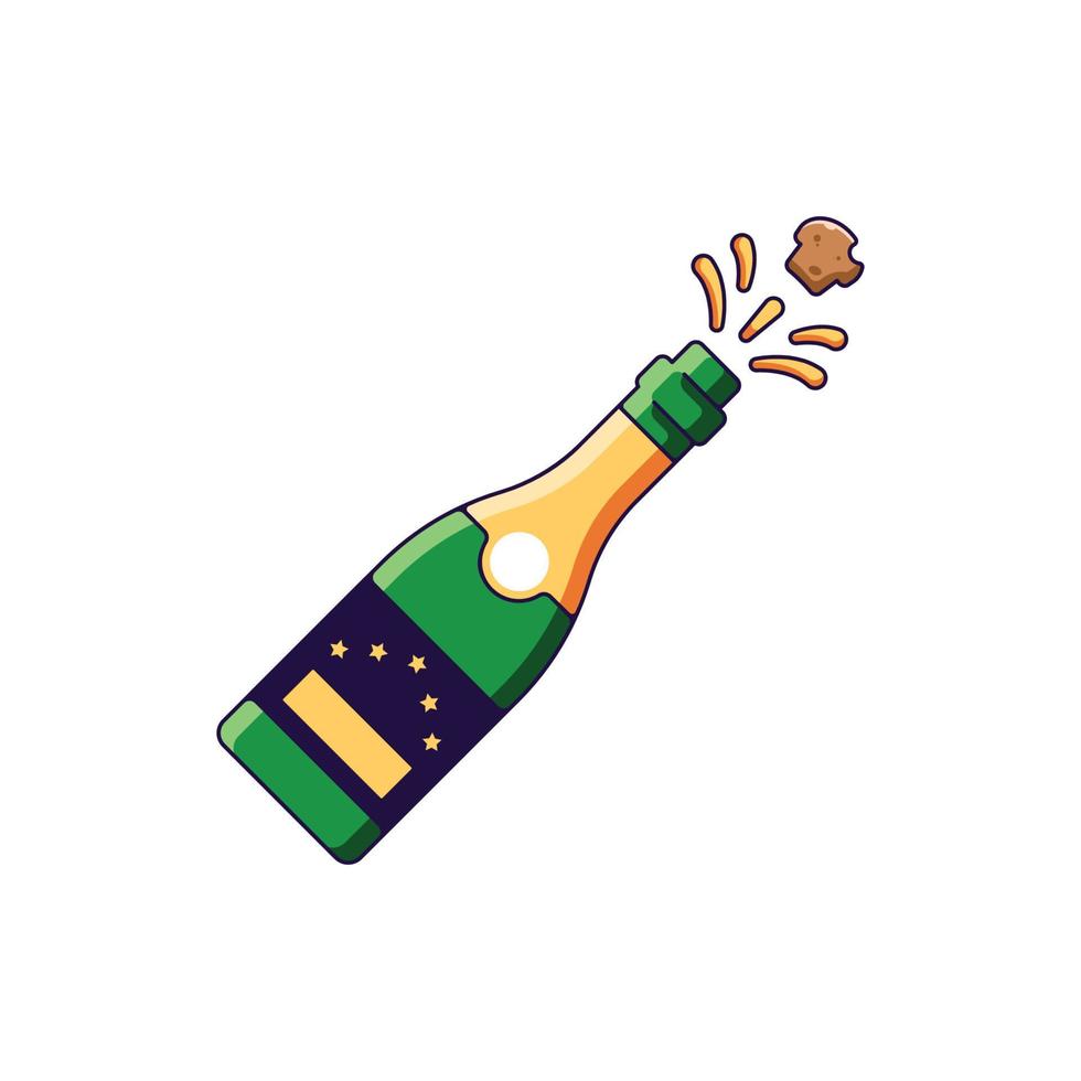 Christmas and New Year concept. Vibrant vector illustration of champagne in cartoon style. Vivid image perfect for web sites, books, shops, stores