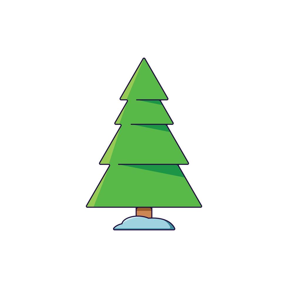Christmas and New Year concept. Vibrant vector illustration of Christmas tree in cartoon style. Vivid image perfect for web sites, books, shops, stores