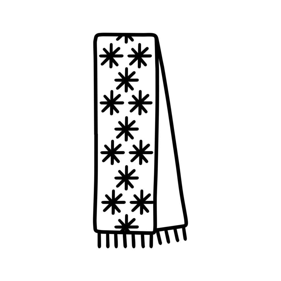 ilustración de garabato dibujada a mano de bufanda de moda. elemento aislado sobre fondo blanco. bufanda de invierno vector