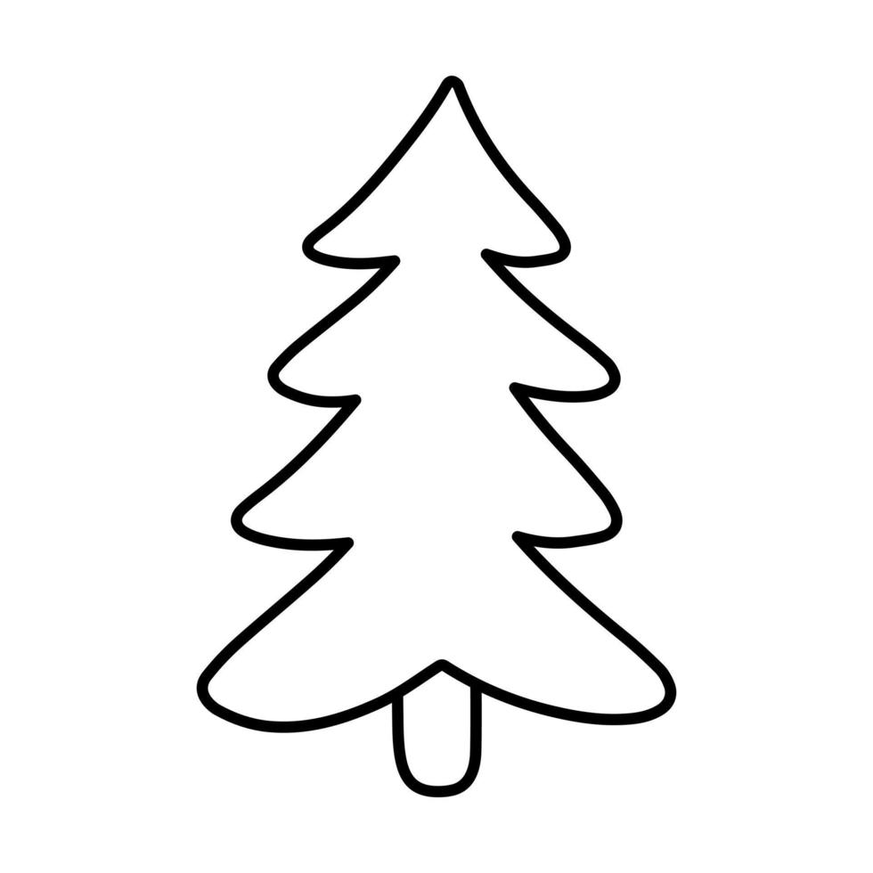 Single hand drawn New Year and Xmas doodle tree. Vector illustration for winter greeting cards, posters, stickers and seasonal design.