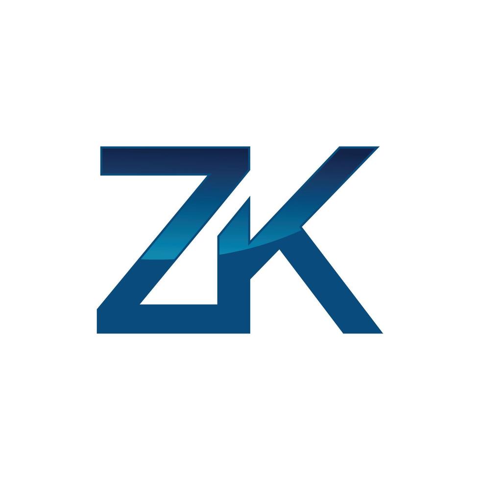 Letter Z and K or ZK letter logo for company vector design illustration