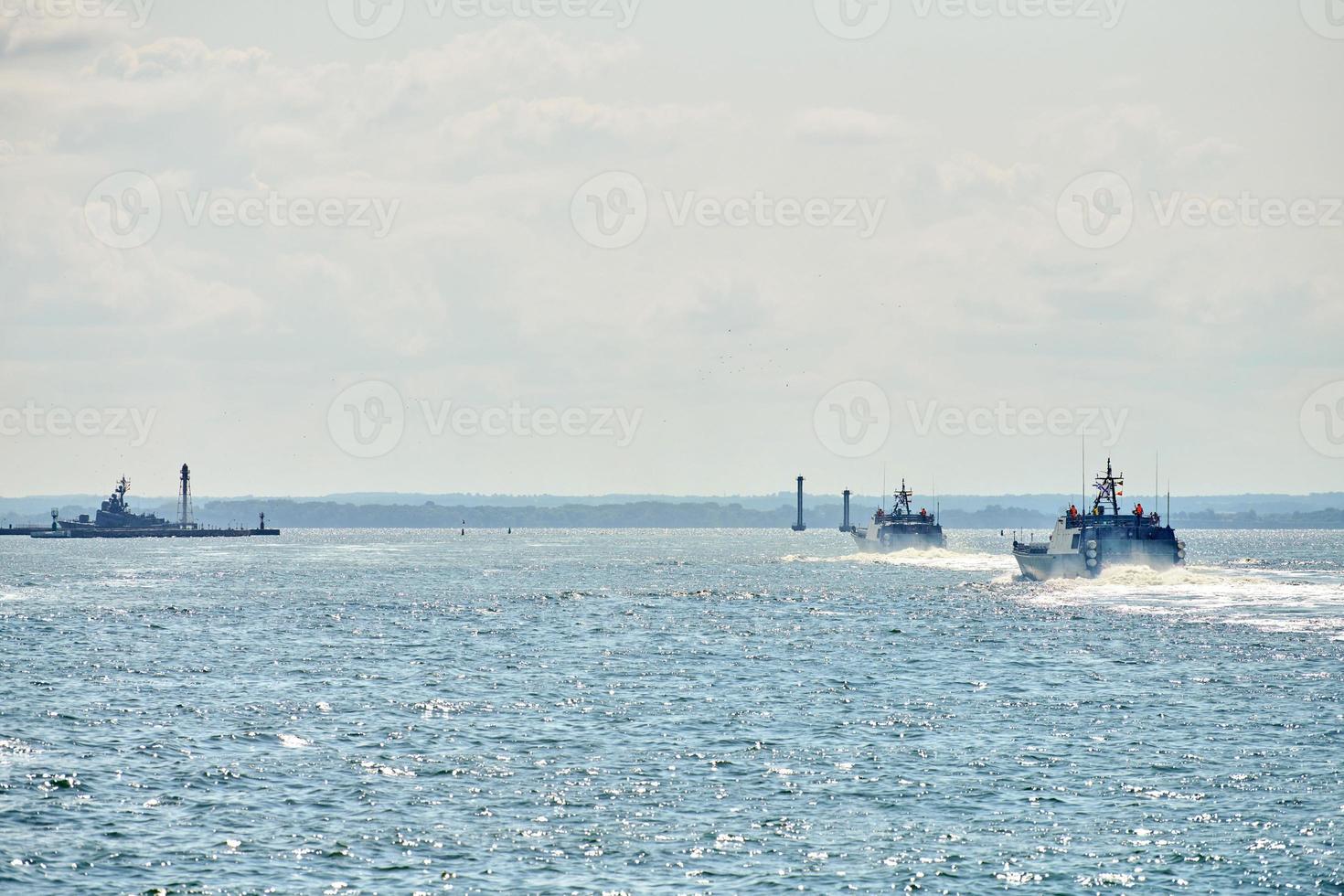 Coastguard, rescue support patrol boats for defense, military ships in blue sea, Russian Navy photo