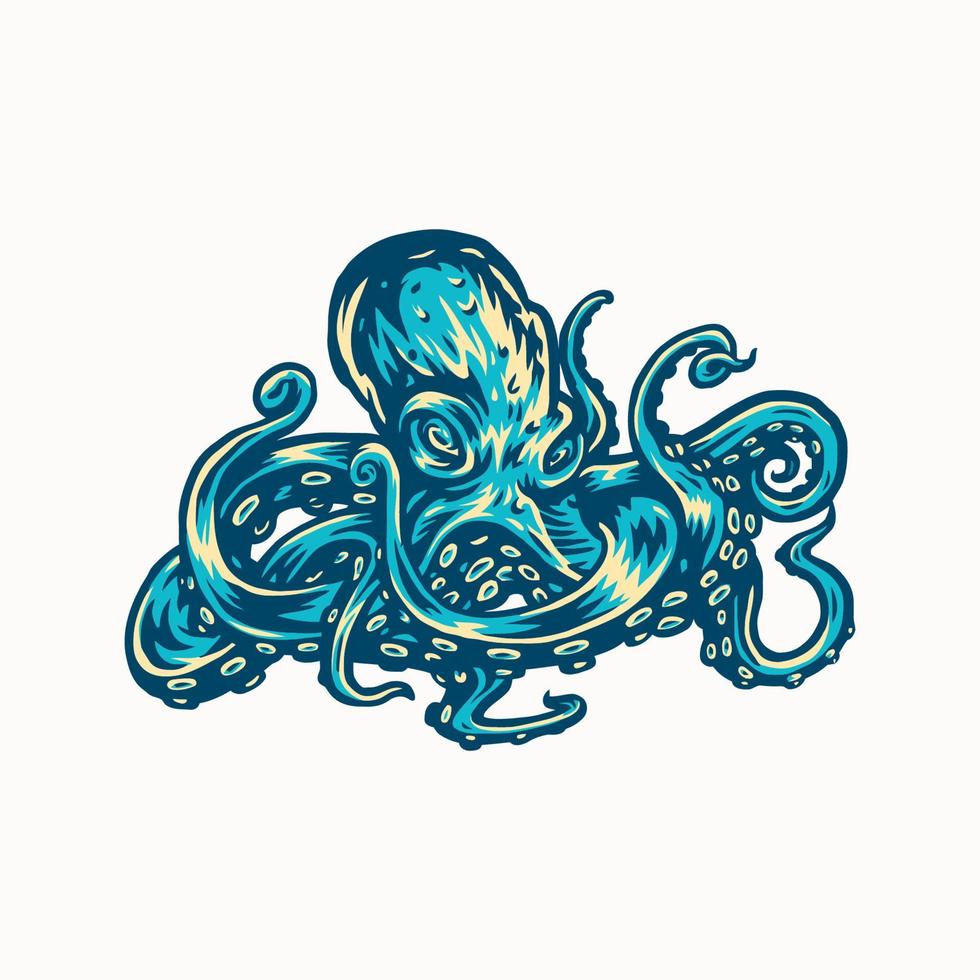 Vector illustration of octopus use three colors