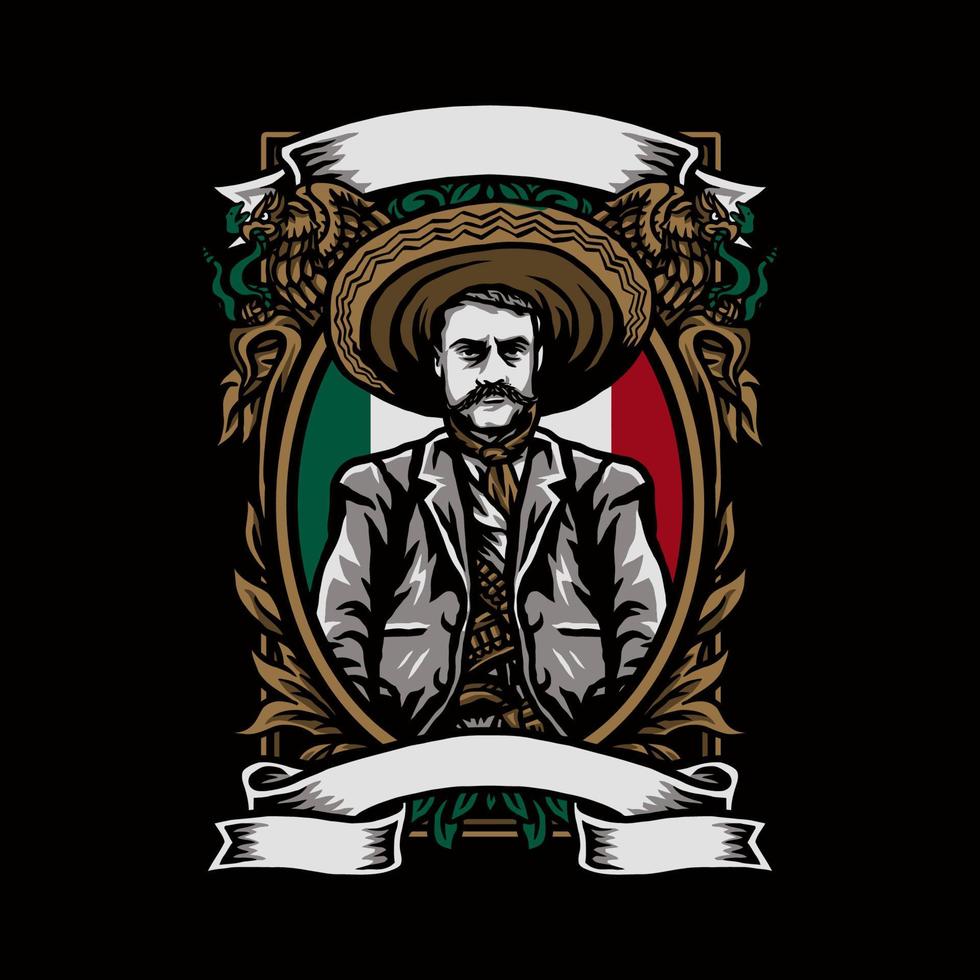 emiliano zapata méxico, ilustración vectorial vector