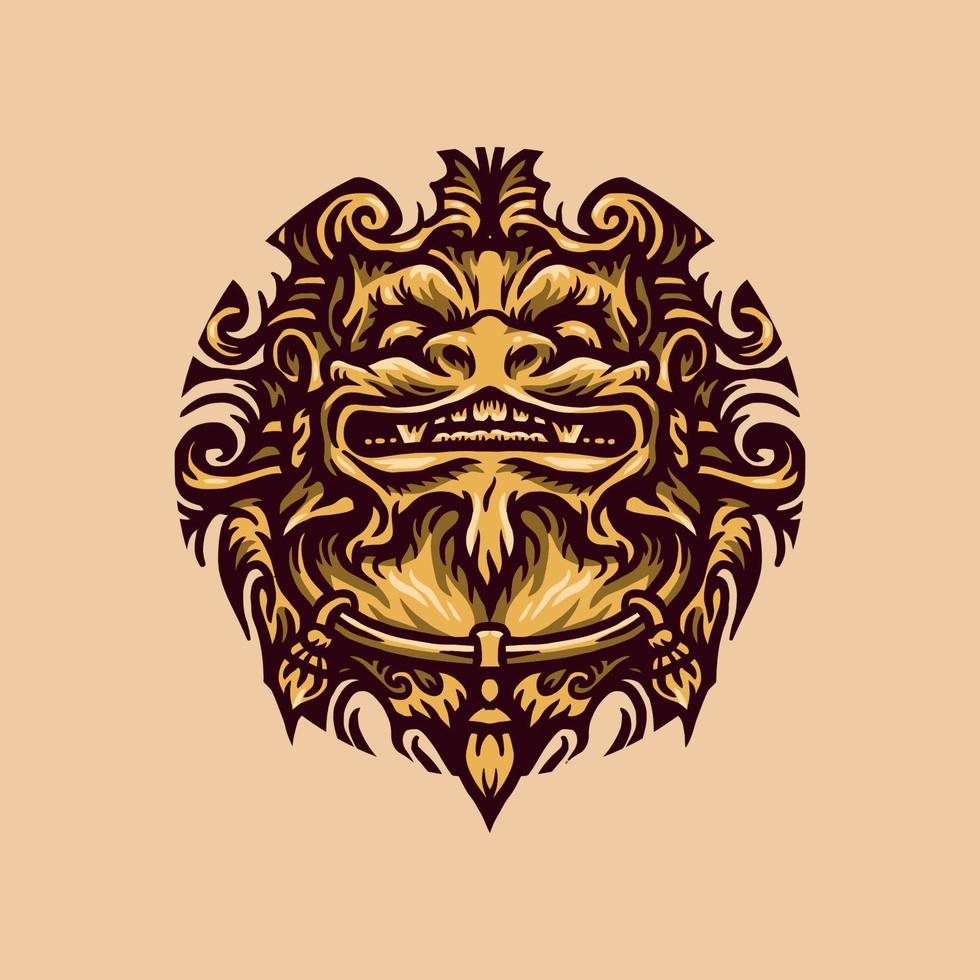Hand drawing style with a foo dog object use simple colors vector