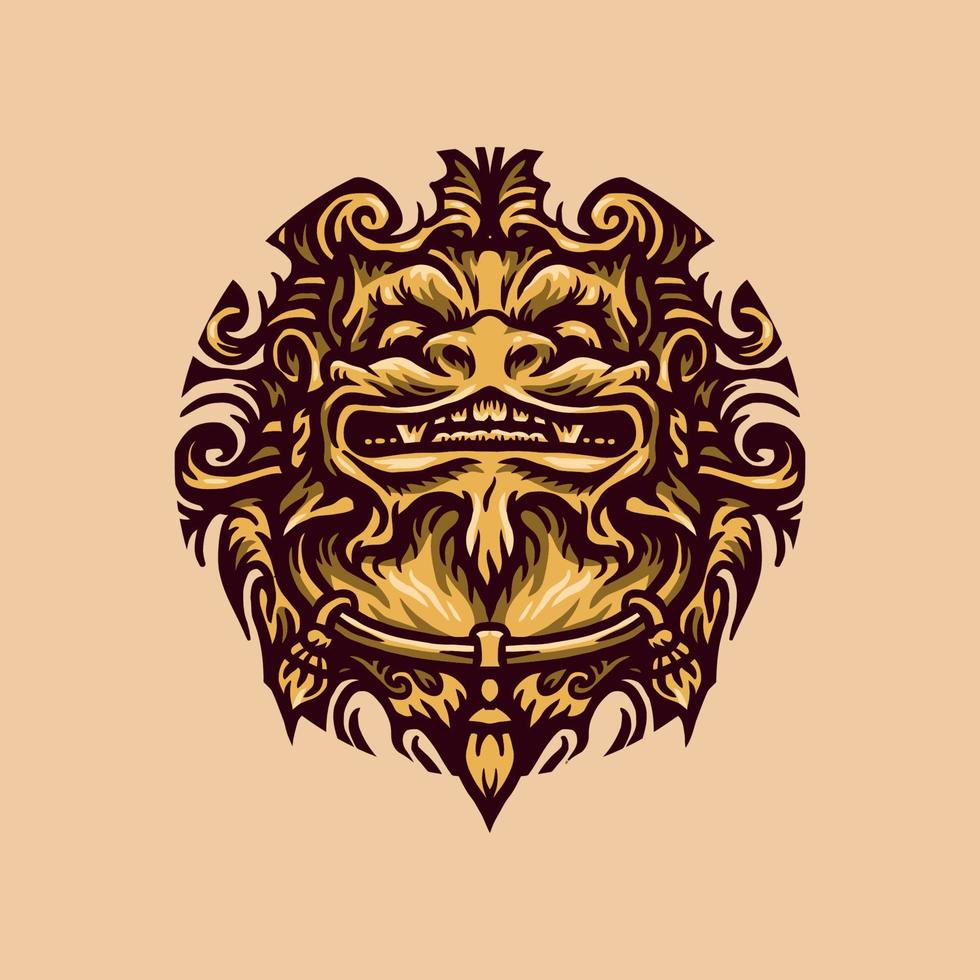 Hand drawing style with a foo dog object use simple colors vector