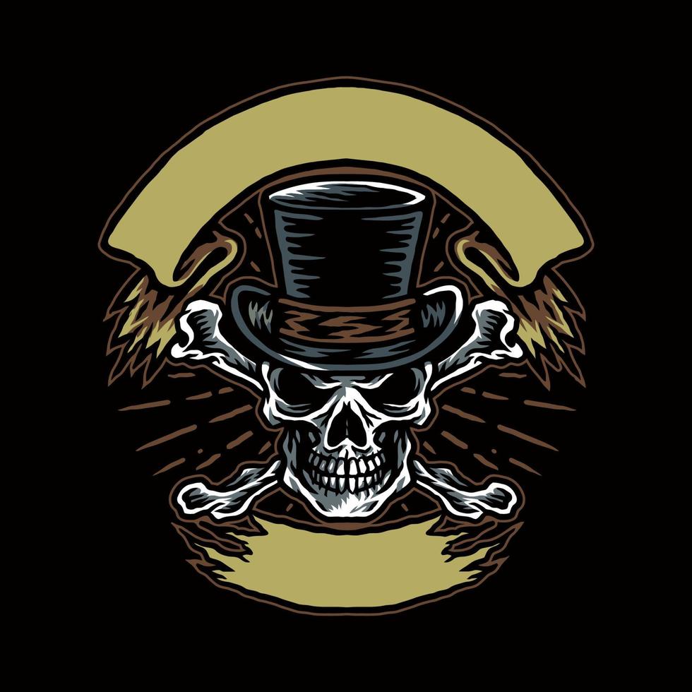 Skull wearing a hat, in t-shirt style design vector image