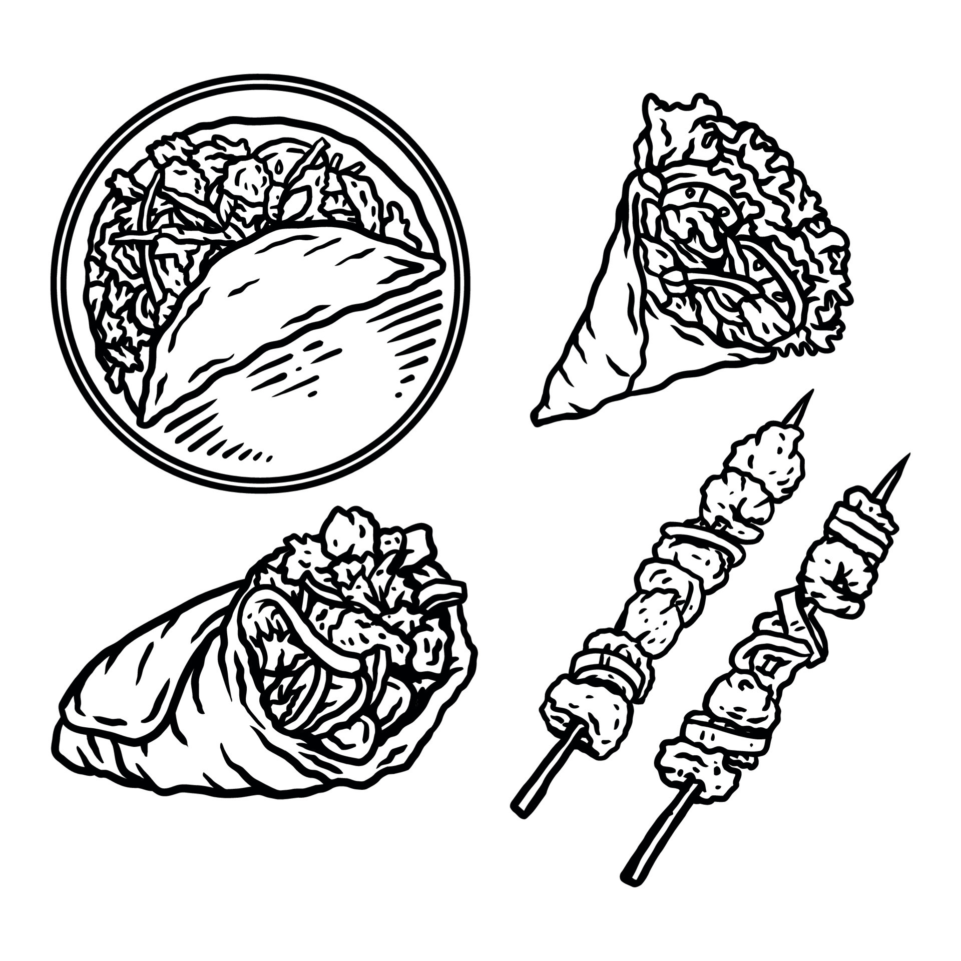 Kebab illustration using a hand drawing style 12800076 Vector Art at