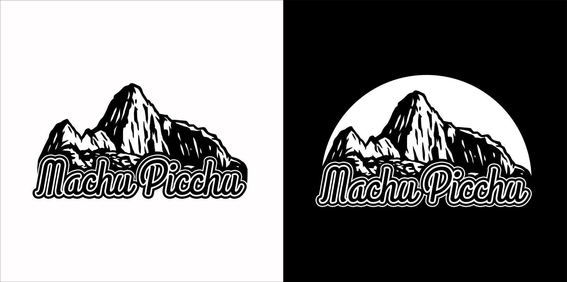 Machu Picchu black and white version vector