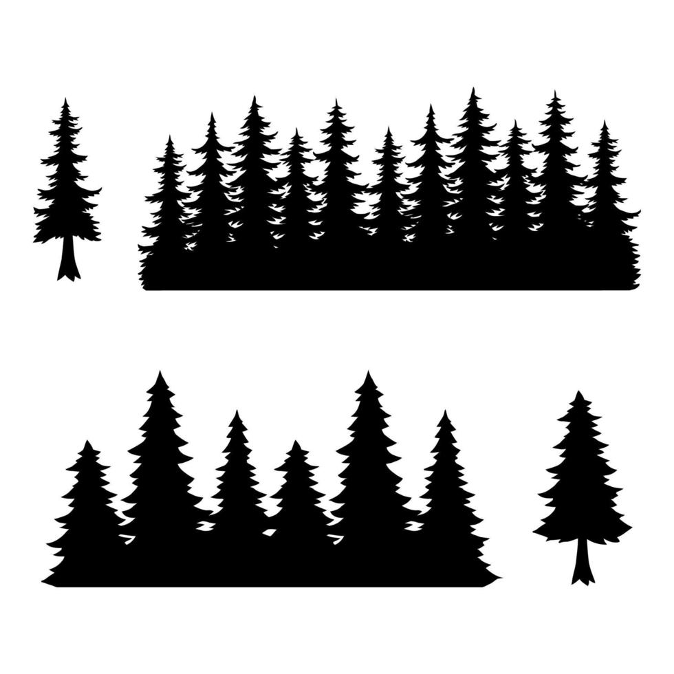 Trees, silhouette of forest vector