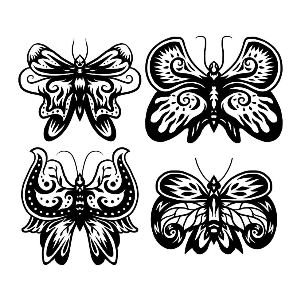 Set of decorative butterfly vector