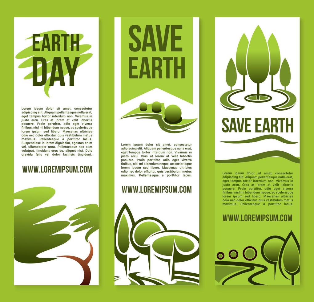 Vector banners Save Nature or Earth Day templates