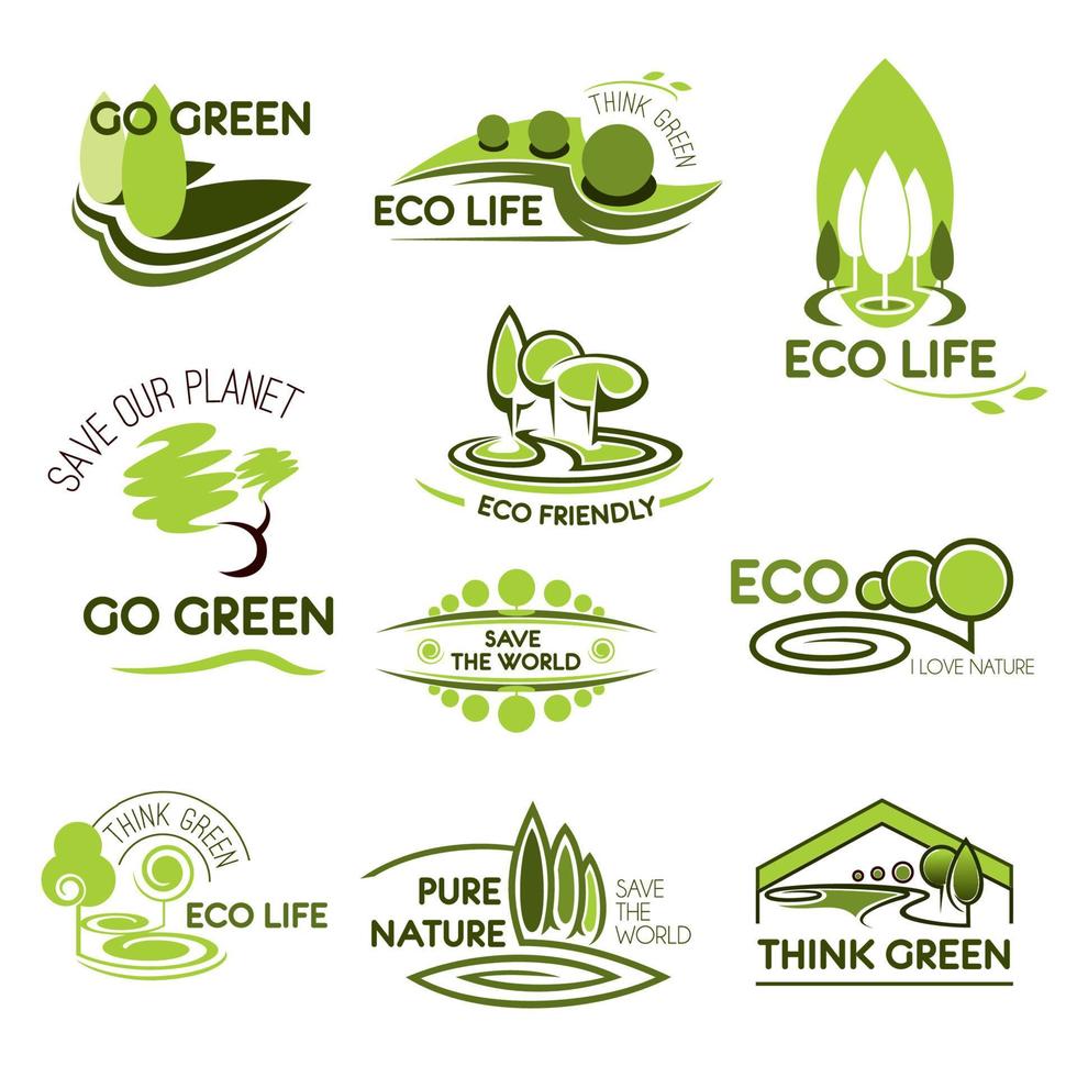 eco naturaleza y ecología verde vector conjunto de iconos