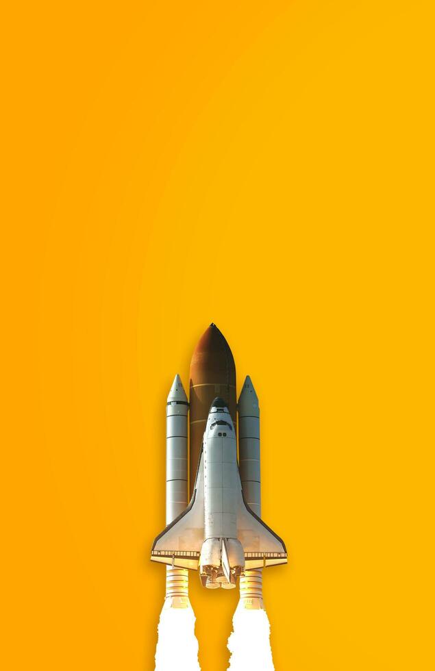 transbordador espacial aislado sobre fondo amarillo. elementos de esta imagen proporcionada por la nasa. foto