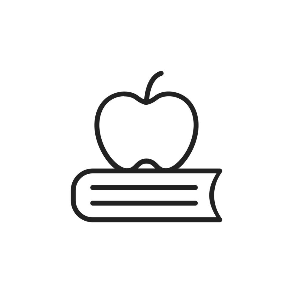 Apple on Book Line Icon Design Vector