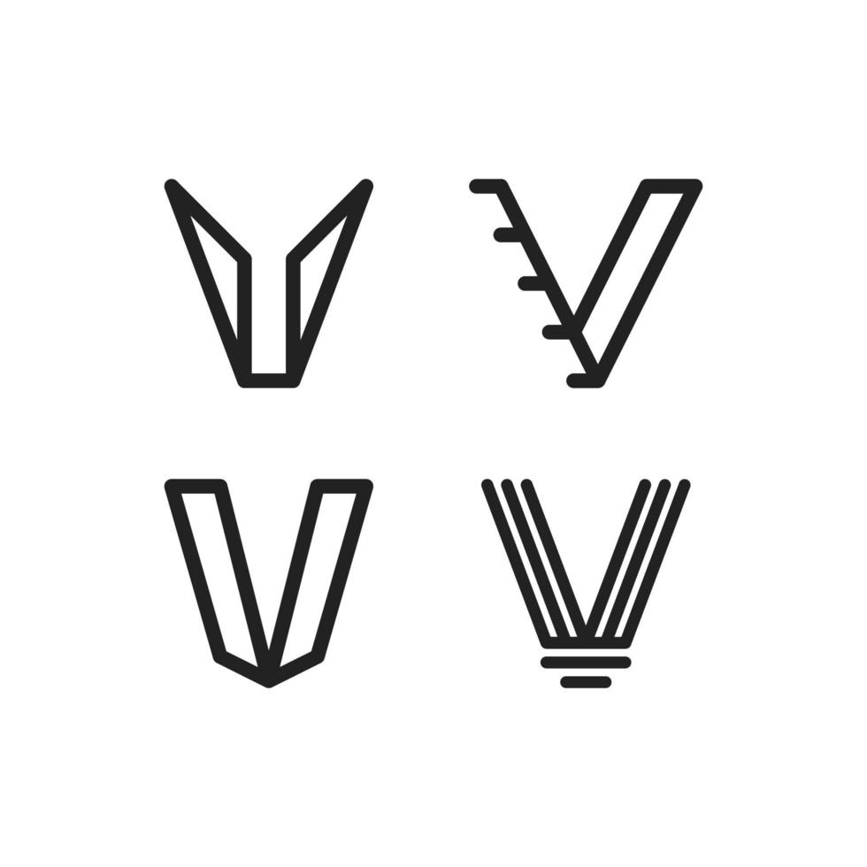 conjunto de diseños de logotipos que comienzan con la letra v, adecuados para nombres de personas o nombres comerciales vector