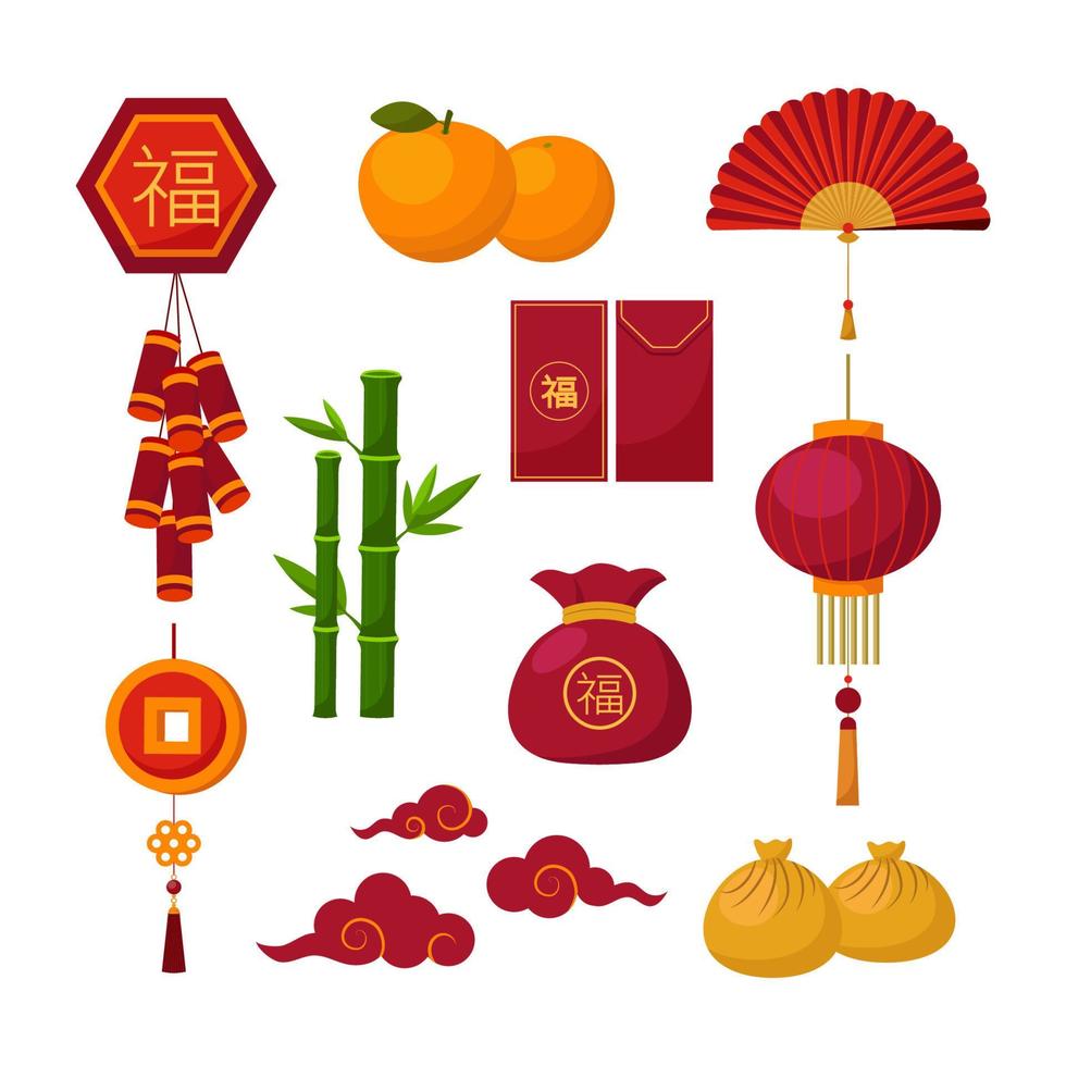 Chinese New Year Object Element Decoration for party celebration tradition vector